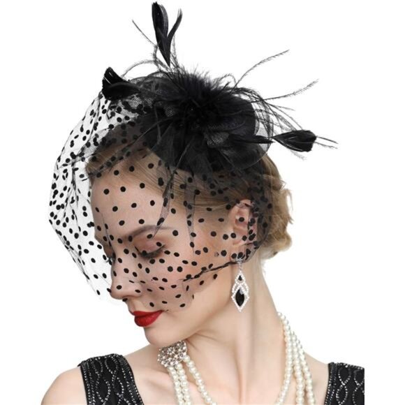 Fascinator Hats for Women 20s 50s Vintage Pillbox Hat - Picture 2 of 5